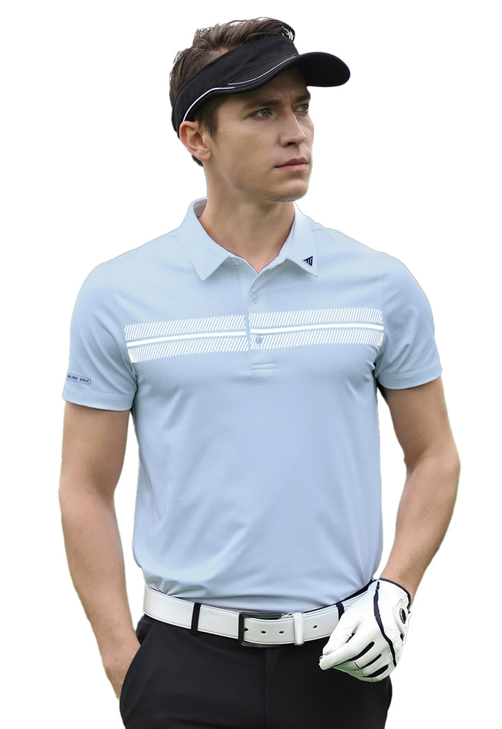 Tigerline Golf Victory Stripe Polo T-Shirt BLUE - Tigerline Golf