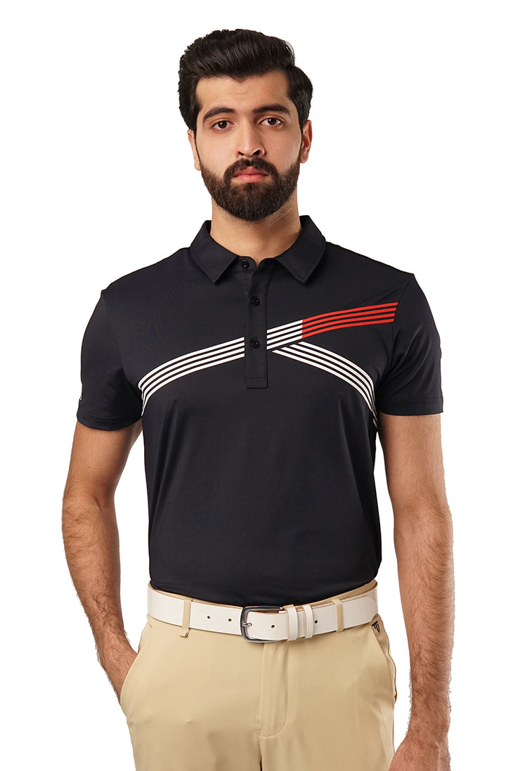 Tigerline Golf Riviera Polo T-Shirt BLACK - Tigerline Golf