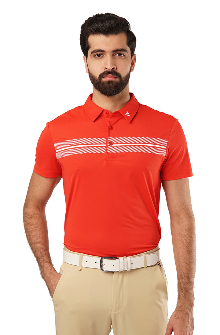 Tigerline Golf Victory Stripe Polo T-Shirt RED - Tigerline Golf