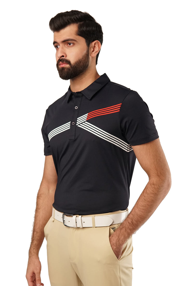 Tigerline Golf Riviera Polo T-Shirt BLACK - Tigerline Golf