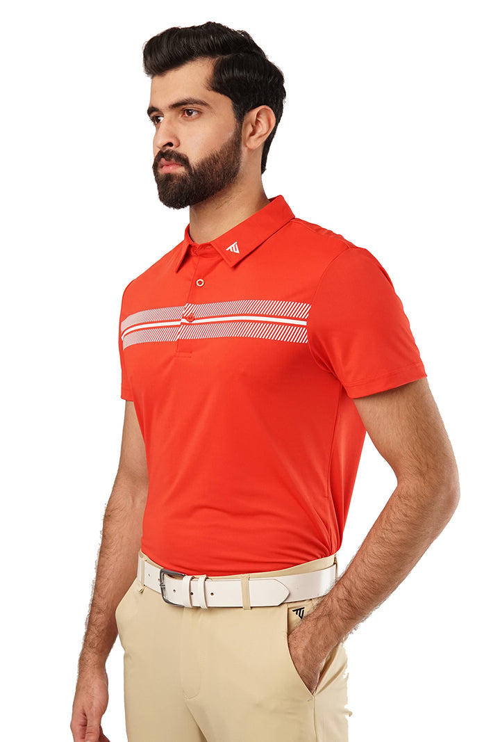 Tigerline Golf Victory Stripe Polo T-Shirt RED - Tigerline Golf