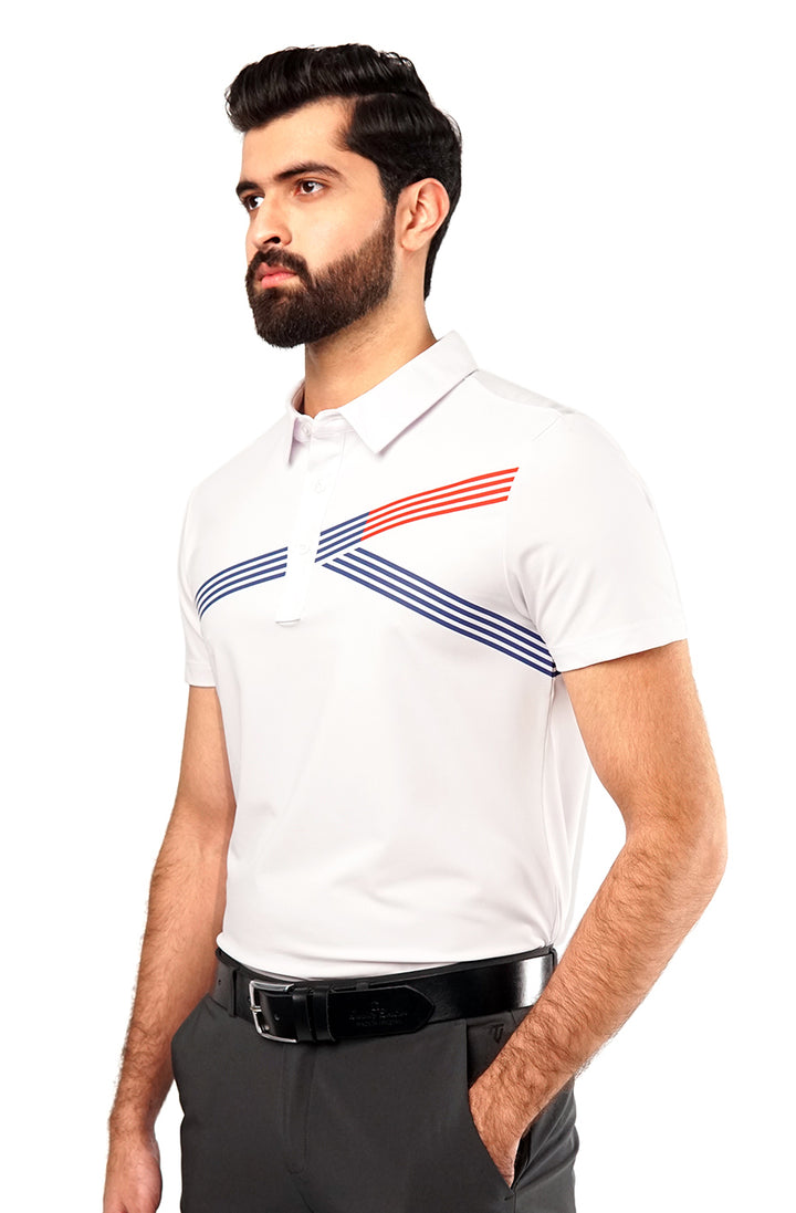 Tigerline Golf Riviera Polo T-Shirt WHITE - Tigerline Golf