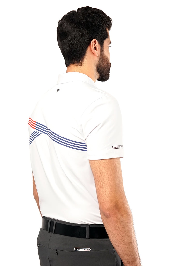 Tigerline Golf Riviera Polo T-Shirt WHITE - Tigerline Golf
