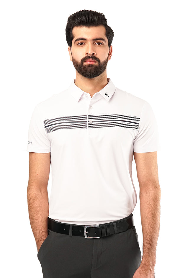 Tigerline Golf Victory Stripe Polo T-Shirt WHITE - Tigerline Golf