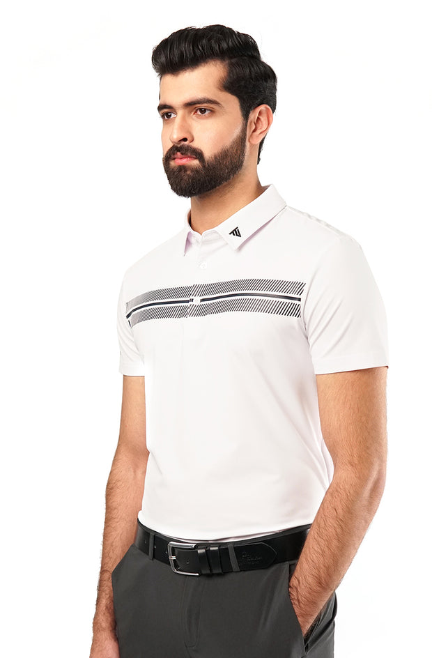 Tigerline Golf Victory Stripe Polo T-Shirt WHITE - Tigerline Golf
