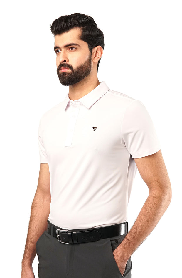 Tigerline Golf Performance Blend Polo T-Shirt WHITE